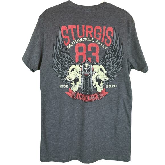 STURGIS Motorcycle Rally 83 Short Sleeve T-Shirt Gray Sz M 1938-2003 - Picture 3 of 5
